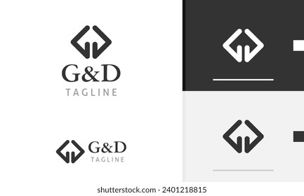Logo design geometric alphabet initial letter G and D for professional business brand company identity tech business company icon symbol sign futuristic vector design template modern flat web favicon