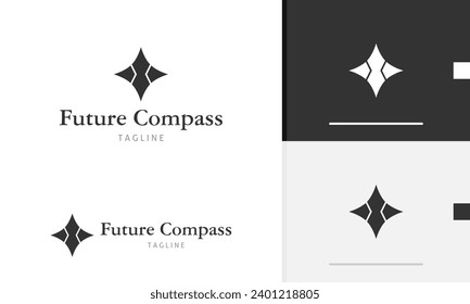 Logo design geometric compass arrow pointing west north south east adventure journey tool for tech business company icon symbol sign futuristic vector design template modern flat web favicon