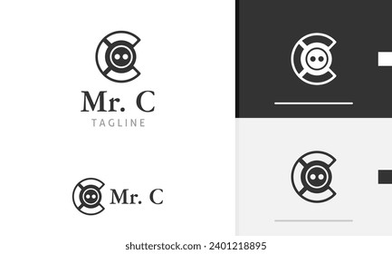 Logo design geometric letter C with modern tech style, robot spy vision mascot for technology company icon symbol sign futuristic vector design template modern simple flat emblem business web favicon