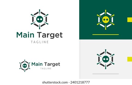 Logo design geometric modern rectangle box hexagon shape view targeting man spy agent face for technology company icon symbol sign futuristic vector design template modern flat business web favicon