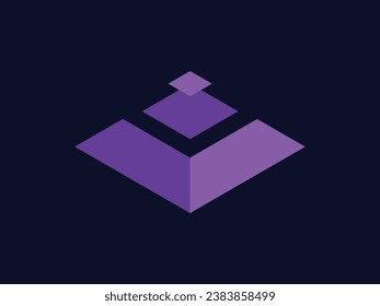 Logo design and geometric symbol of large cone pyramid triangle in 3d perspective