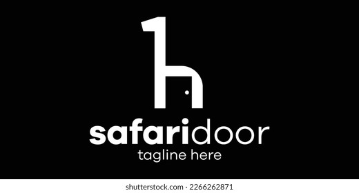 logo design giraffe and house door icon vector illustration