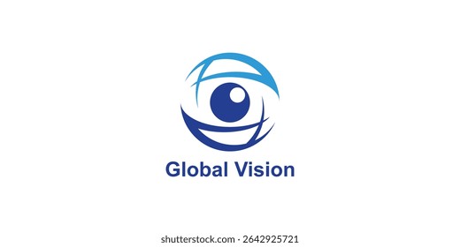 logo design global and eye,vision,lens,design,creative,elegant.