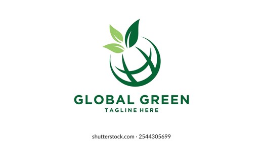 logo design global green, greening, environmental, agriculture, nature, world, logo design icon, vector, symbol, idea, creative.