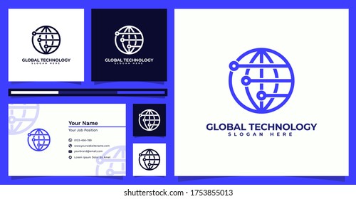 Logo design Global Technology company and business card template.
Can be used for personal logos, company logos, and other needs. Premium vector.