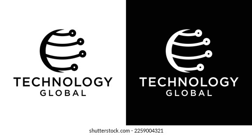 diseño de logotipo estilo de tecnología global Ilustración vectorial