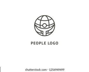 Logo design globe vector template. Logo design Earth vector template simple sign. . Creative agency, social work, teamwork, business, advertising vector logo.