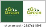 Logo Design "Go Green". Beautiful hand lettering. Green Vector Illustration.