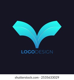 logo design with gradient blue color. vector illustration