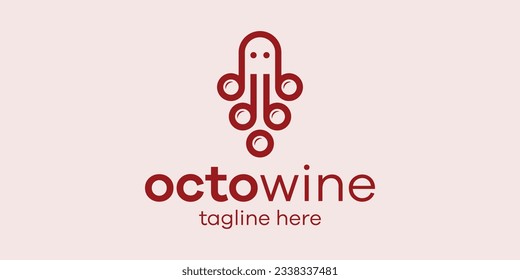 logo design grape and octopus icon vector inspiration