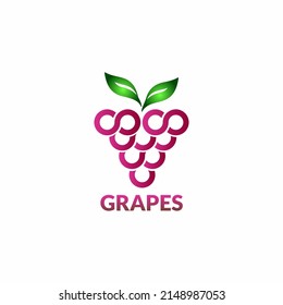 Uvas de diseño de logotipos Frutos para la tienda o plantilla elegante, diseño sencillo de logotipo de vector plano