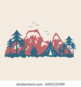 logo design graphic adventure mountain outdoor retro vintage sticker apparel template simple concept illustration