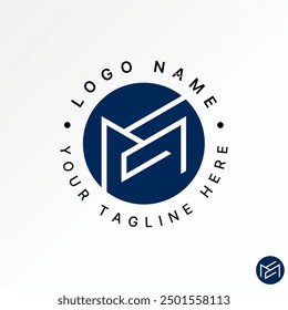 Logo design graphic concept abstract creative premium vector stock initial ME or EM font unique line circle emblem. Related monogram typography brand