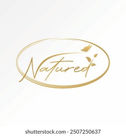 Logo design graphic concept abstract creative premium vector stock unique word Natured scratch line stalk petiole butterfly. Related beauty fresh life