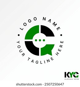 Logo design graphic concept abstract creative premium vector stock initial C font unique center talk speak symbol Related monogram typography branding