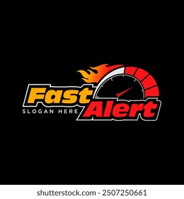 Logo design graphic concept abstract creative premium vector stock Fast Alert speedometer fire flame sport car. Related perform automotive bar control