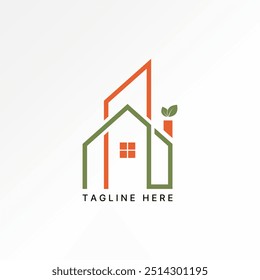 Logo design graphic concept abstract creative premium vector stock simple line building reusable leaves. Related green house environmentally friendly