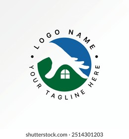 Logo design graphic concept abstract creative premium vector stock assurance hand roof house with window circle. Related home environmentally friendly
