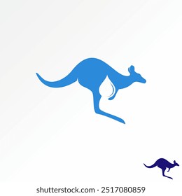 Design de logotipo conceito gráfico abstrato criativo premium vetor stock aqua água gota salto canguru austrália ícone. Natureza relacionada zoológico animal selvagem mamífero