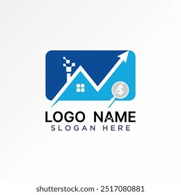 Concepto gráfico de diseño de logotipo abstracto creativo premium stock de Vector dólar comercio techo casa magnificación Relacionado con la propiedad de la casa casa nube datos tech