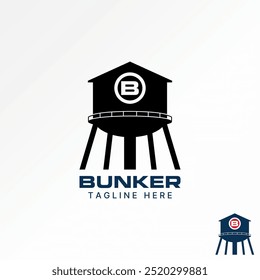 Design de logotipo conceito gráfico abstrato criativo premium vetor estoque armazenamento tanque bunker torre de água. Relacionado com a construção da estrutura da casa de habitação