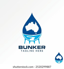 Concepto gráfico de diseño de logotipo abstracto creativo premium stock de Vector river water drop bunker tanque de almacenamiento australia maps