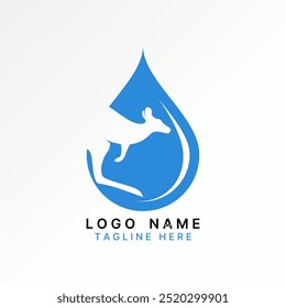 Design de logotipo conceito gráfico abstrato criativo premium vetor stock aqua água gota salto canguru austrália símbolo Relatednature zoo animal selvagem mamífero