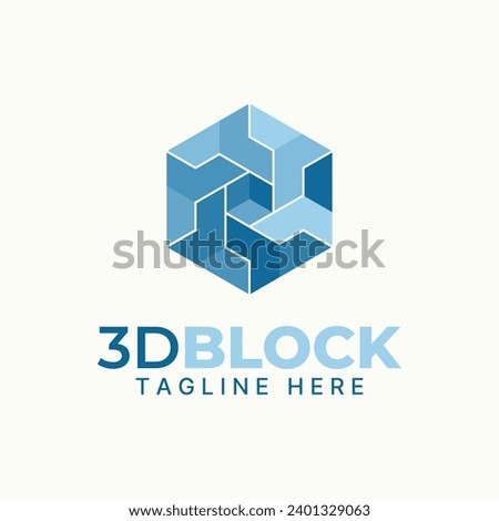 Logo design graphic concept abstract creative premium vector sign unique stock 3D hexagon illustration Related to mathematic manipulation shape colour