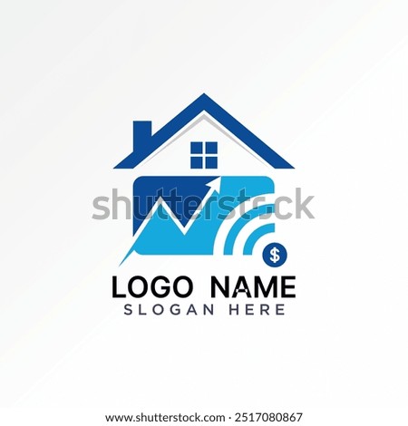 Logo design graphic concept abstract creative premium vector stock dollar roof house router wifi tranding. Related home property house cloud data tech