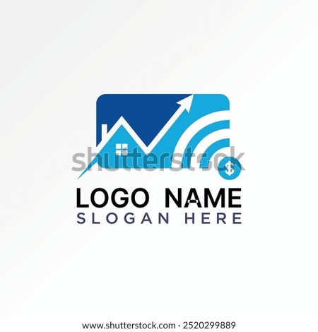 Logo design graphic concept abstract creative premium vector stock dollar trading roof house wifi router Relate to home property house cloud data tech