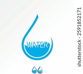 Logo design graphic concept creative premium vector stock image sell top water drop fall swoosh wave pure wet splash fresh to drink plumbing cool rain