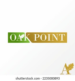 Logo design graphic concept creative abstract icon premium free vector stock simple and unique letter or word OAK POINT serif font with leaf. Related to nature or botany