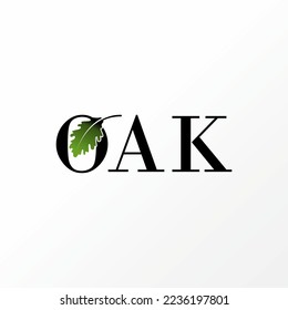 Logo design graphic concept creative abstract icon premium free vector stock simple and unique letter or word OAK serif font with leaf inside O. Related to nature or botany