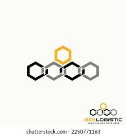 Logo design graphic concept creative abstract premium free vector stock unique connected lineout 5 hexagons like bee house. Related to animal or precision