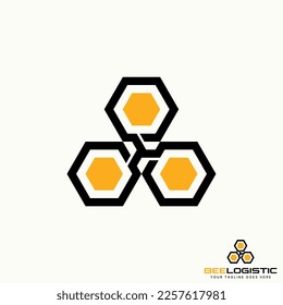 Logo design graphic concept creative abstract premium free vector stock unique lineout bound 3 hexagons like bee house. Related to animal or precision