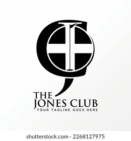 Logo design graphic concept creative abstract premium free vector stock initial CJ or JC with flag golf Icelandic cross. Related to sport letter font