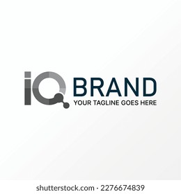 Logo design graphic concept creative premium vector stock unique letter word IQ sans serif circle dot tech font. Related to initial monogram internet