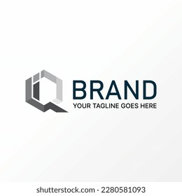 Logo design graphic concept creative premium free vector stock unique letter word IQ inside hexagon cutting font. Related to initial monogram tech