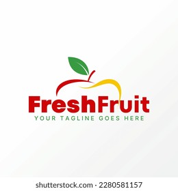 Logo design graphic concept creative premium free vector stock swoosh art half sweet apple fruit with leaf. Related to fresh juice drink nature vegan