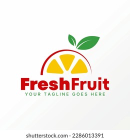 Logo design graphic concept creative premium free vector stock unique half sweet orange fruit drink with leaves. Related to fresh lemon nature vegan