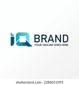 Logo design graphic concept creative premium free vector stock unique letter word IQ sans serif font rectangle cutting. Related initial monogram tech