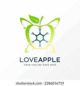 Logo design graphic concept creative premium free vector stock unique apple fruit with orbit atom swoosh cells body. Related to vegan healthcare tech