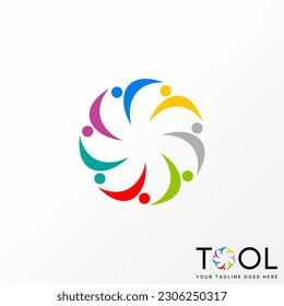 Logo design graphic concept creative abstract premium free vector stock happy active human colorful on hexagon circle. Related to community or people