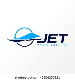 Logo design graphic concept creative abstract premium free vector stock side airplane jet fast flight in circle line. Related to transportation travel