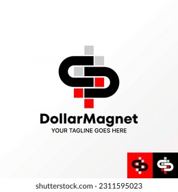 Logo design graphic concept creative abstract premium free vector stock letter sign S dollar, CC, UU magnet font. Related to initial monogram business