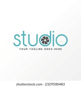 Logo design graphic concept creative abstract premium free vector stock letter word STUDIO font with camera lens inside Related to typography monogram