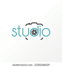 Logo design graphic concept creative abstract premium free vector stock letter word STUDIO font with lens camera around Related to typography monogram