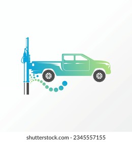 Logo design graphic concept creative abstract premium vector stock towing pickup truck with hydraulic oil water splash Related transportation engineer