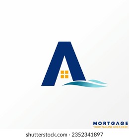Diseño de logotipo concepto gráfico creativo material vectorial premium abstracto letra inicial S fuente con grandes ondas. Monograma relacionado playa de vacaciones de la mañana feliz