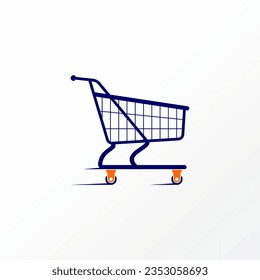 Logo design graphic concept creative abstract premium vector stock fast shop trolley with run fast. Related to ecommerce speed shopping move to market